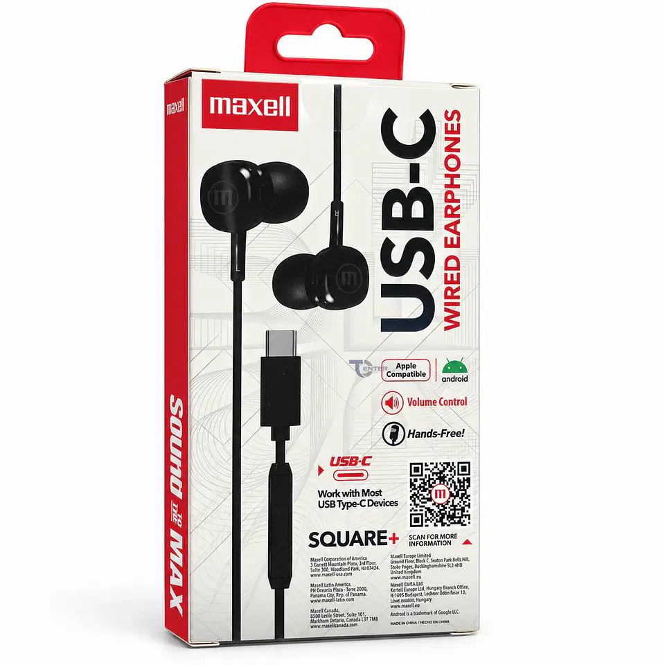 Audífonos USB-C Maxell Square+ ED-USBC Negro 3