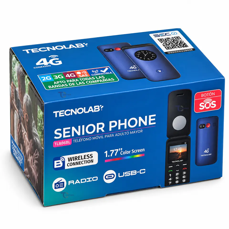 Celular Adulto Mayor 4G Flip Tecnolab TL886BL Azul 5