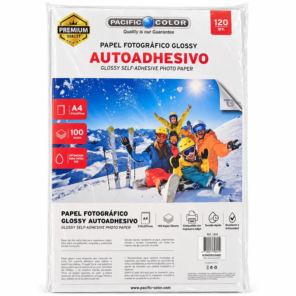 Papel Fotográfico Adhesivo Pacific Color A4 120gr 100 Hojas 1