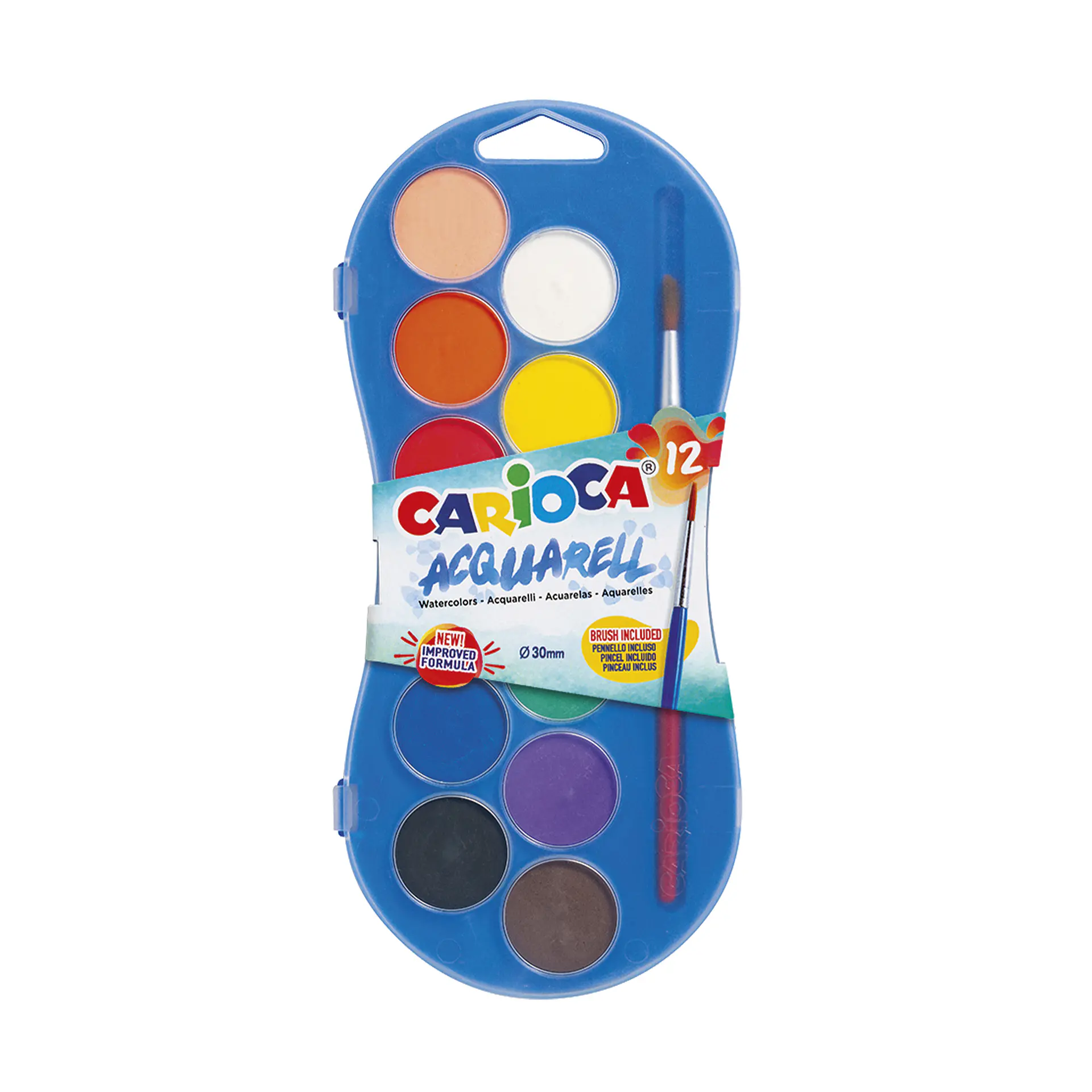Acuarelas Carioca Acquarell 12 Colores Ø30 mm con Pincel 1