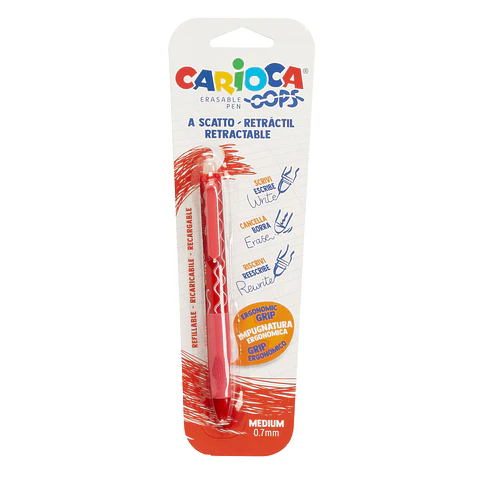 Bolígrafo Borrable Retráctil Carioca Oops Rojo 0,7 mm