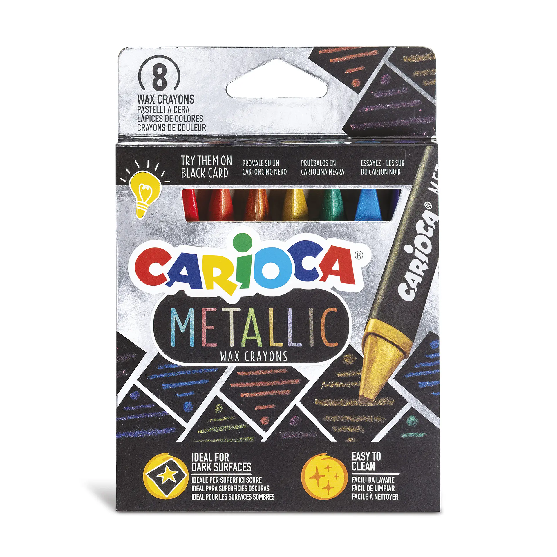 Crayones Metálicos Carioca 8 Unidades para Fondos Oscuros 1