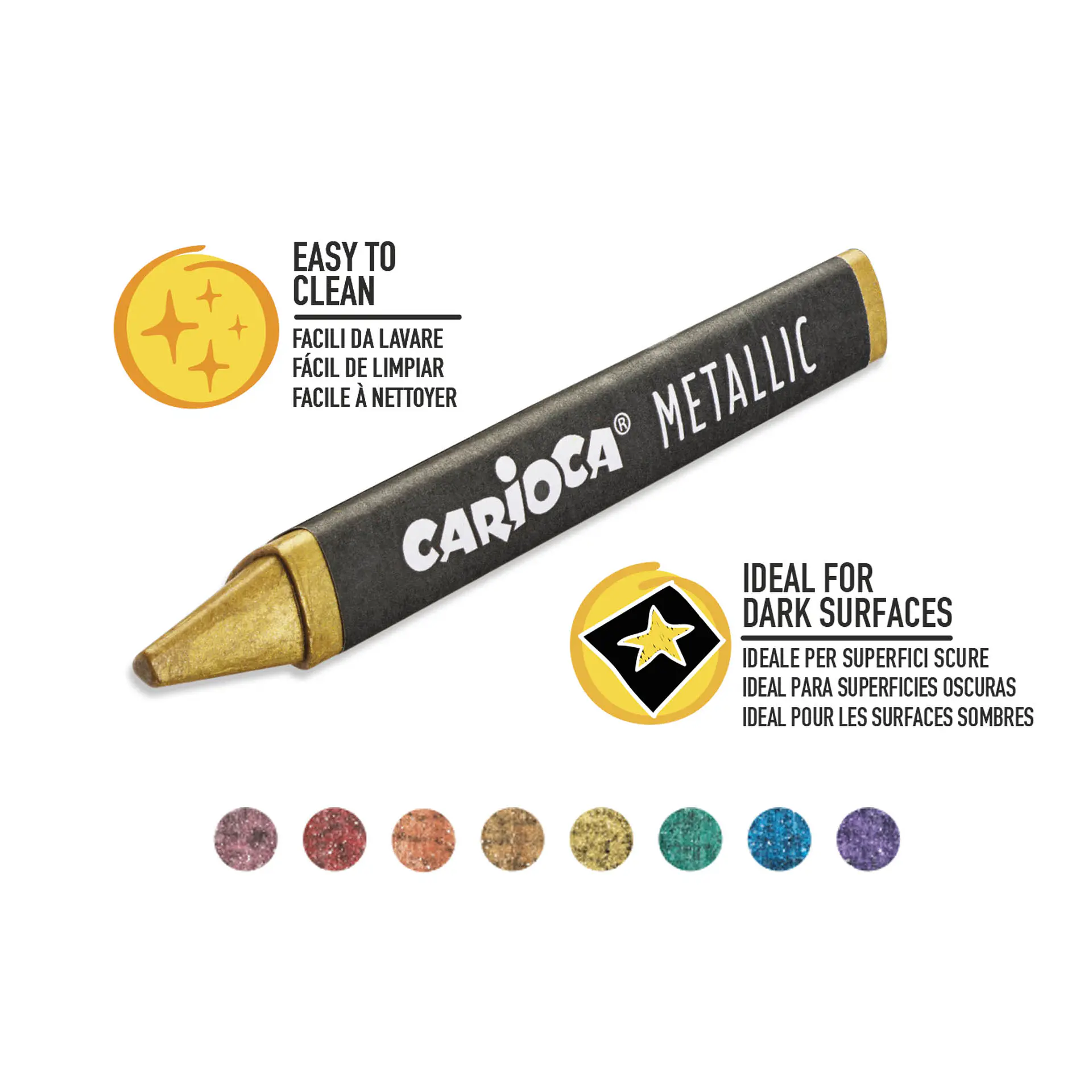 Crayones Metálicos Carioca 8 Unidades para Fondos Oscuros 2
