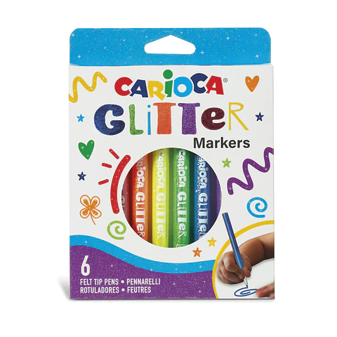 Marcadores con Glitter Carioca 6 Unidades