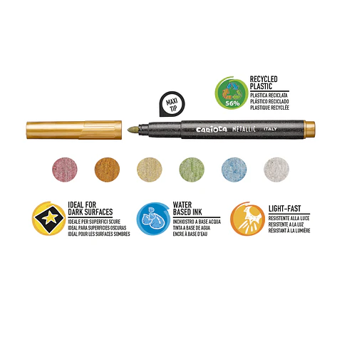 Plumones Metálicos Carioca Metallic Punta Gruesa 6 Unidades