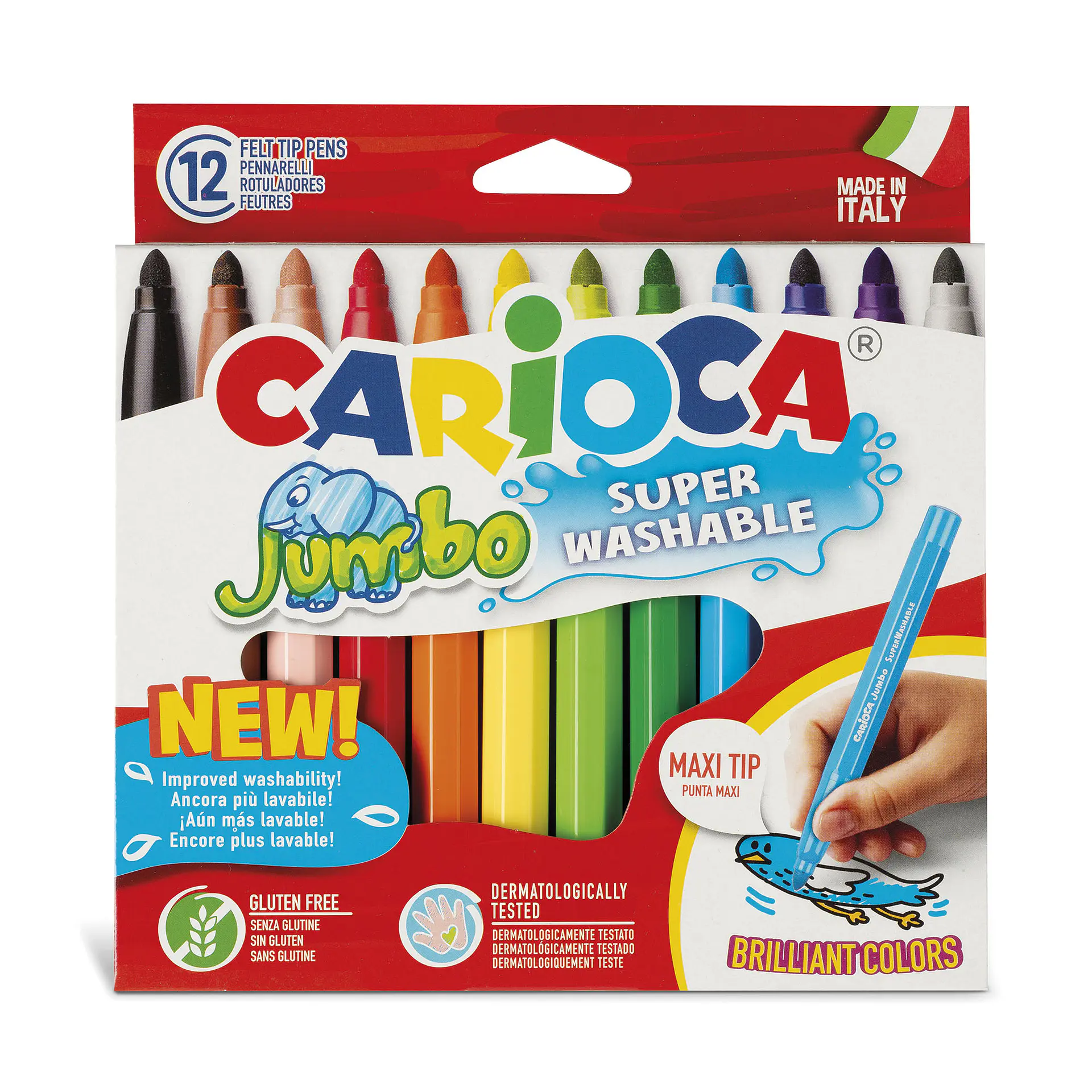 Plumones Carioca Jumbo 12 Unidades Punta Gruesa 1