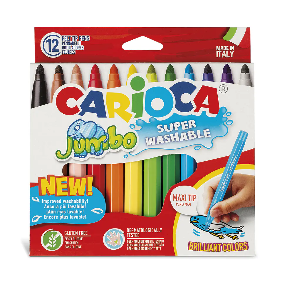 Plumones Carioca Jumbo 12 Unidades Punta Gruesa 1
