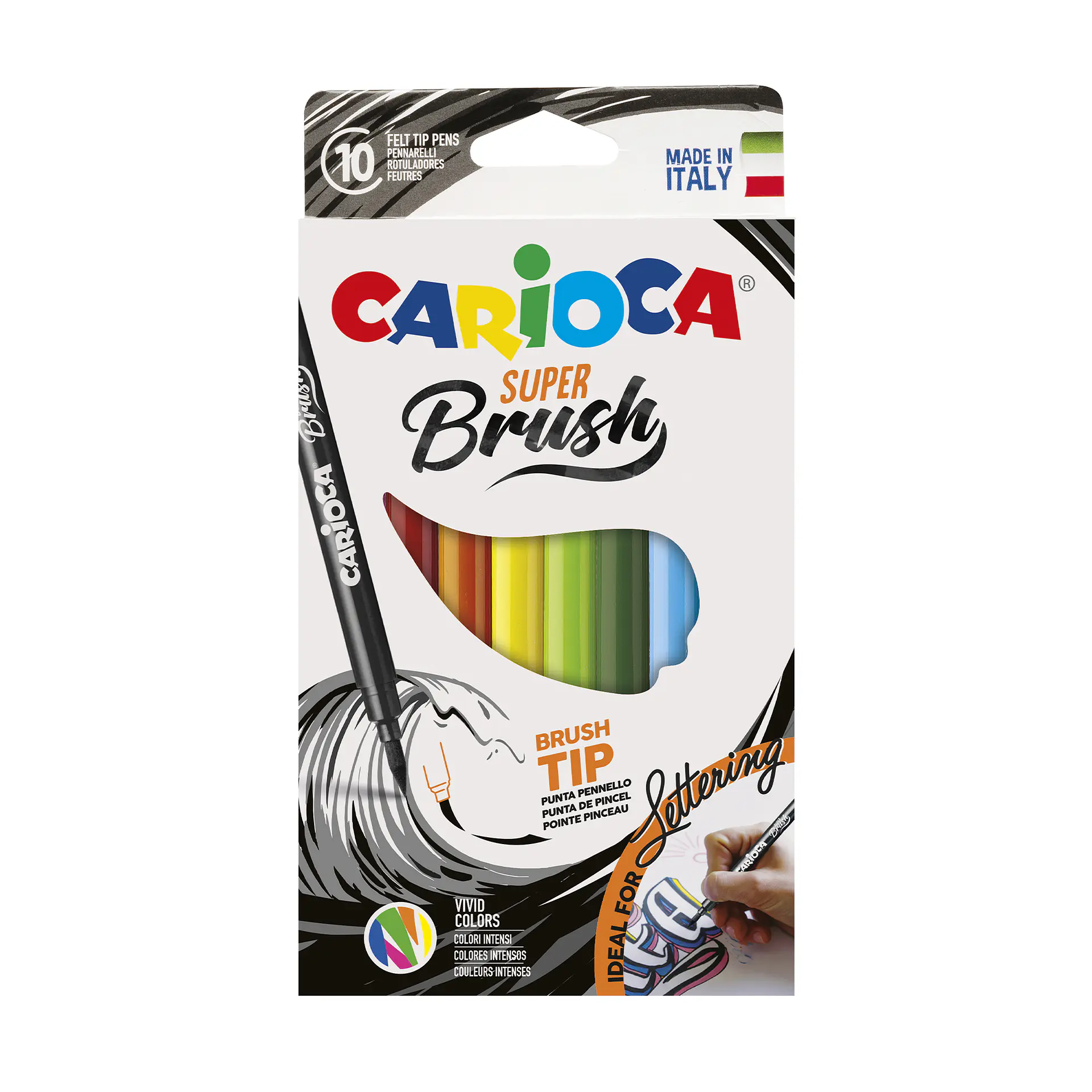 Plumones Carioca Super Brush 10 Unidades Punta Pincel 1