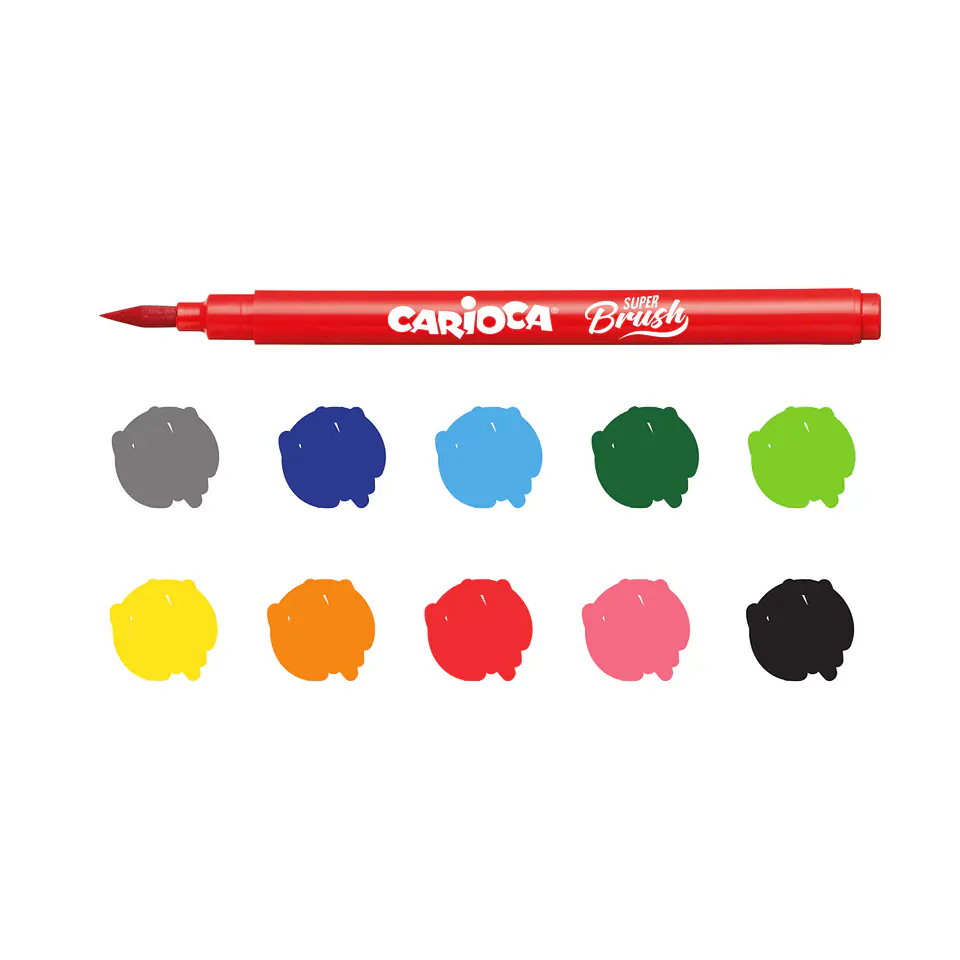 Plumones Carioca Super Brush 10 Unidades Punta Pincel 3
