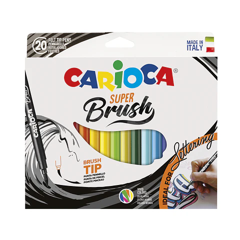 Plumones Carioca Super Brush 20 Unidades Punta Pincel