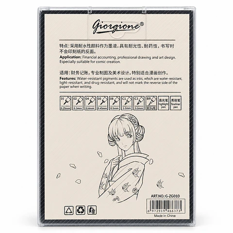 Estilógrafos Giorgione ZG010 Set 10 Piezas con Punta Blanda