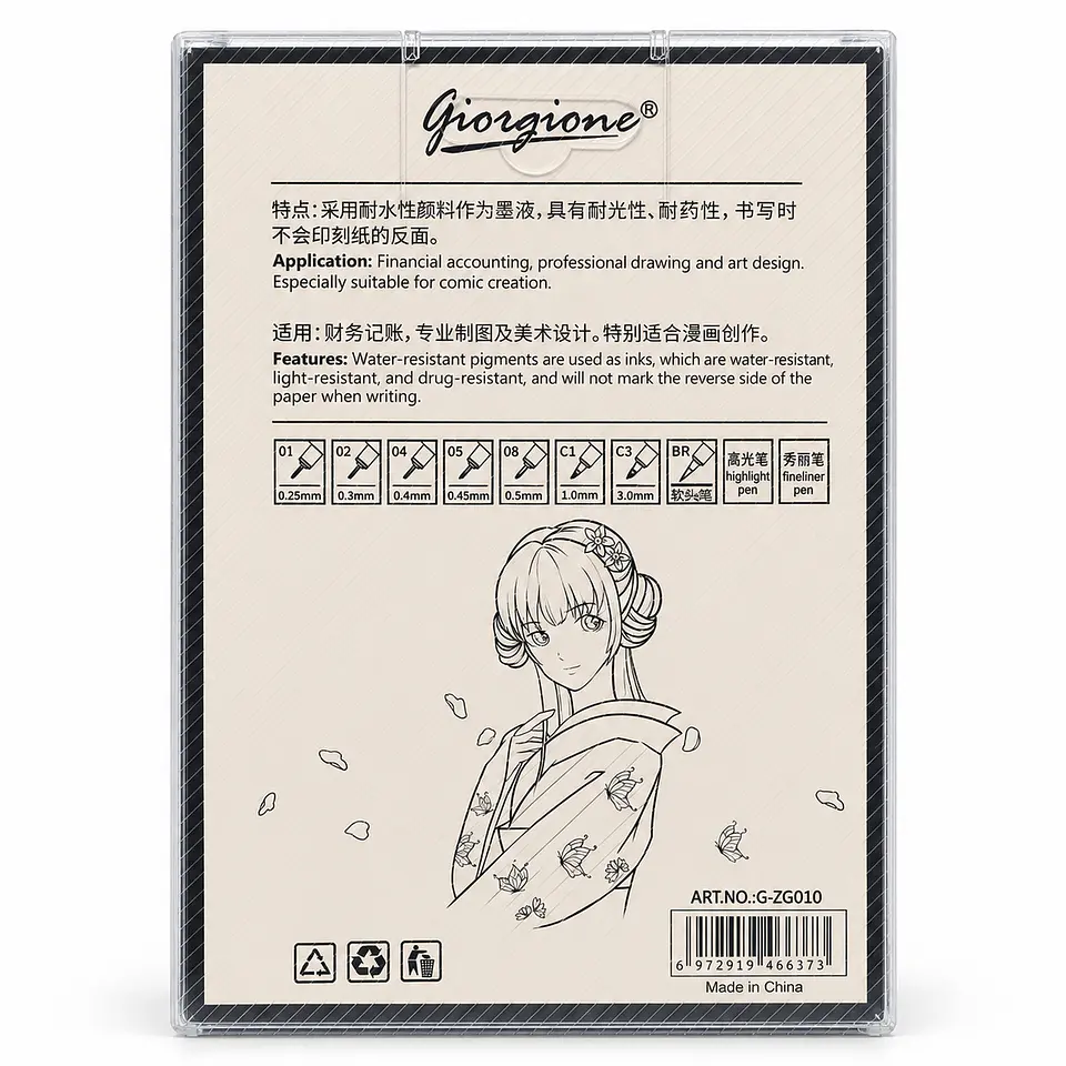 Estilógrafos Giorgione ZG010 Set 10 Piezas con Punta Blanda 2