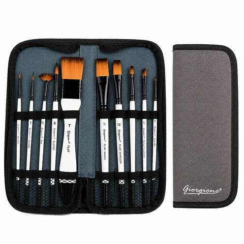 Set 10 Pinceles Giorgione G-F400 Acrílico y Acuarela