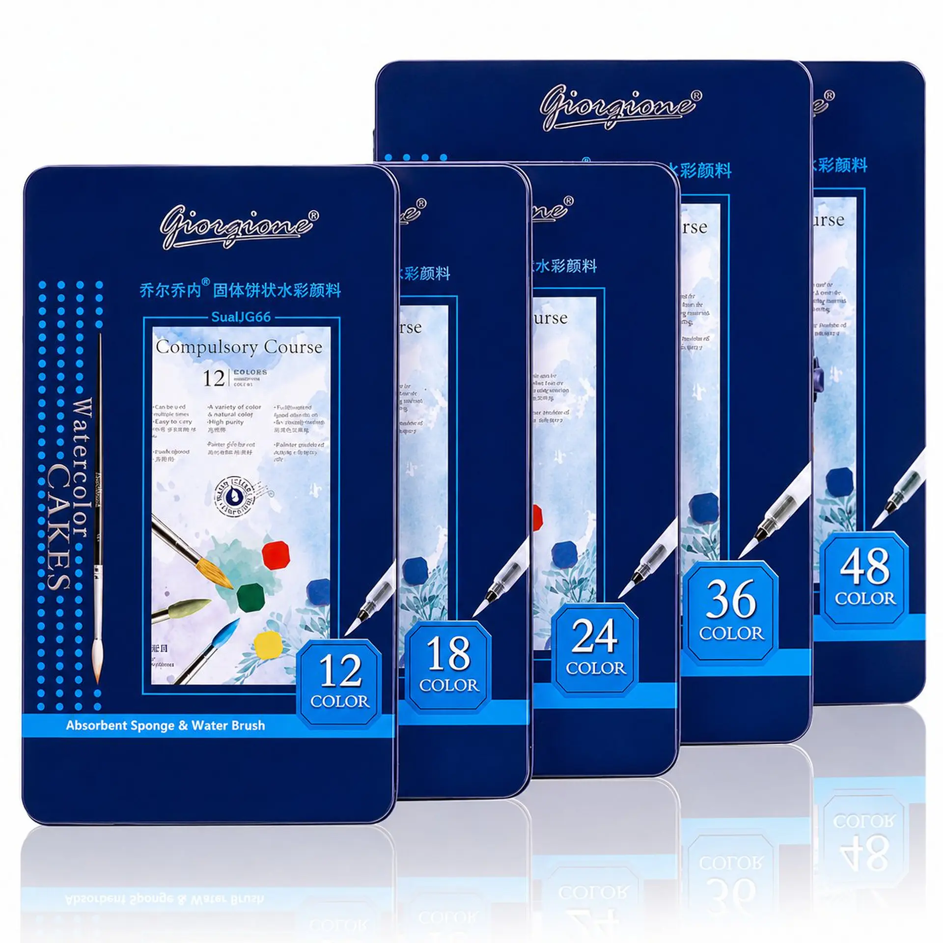 Set 12 Acuarelas Pastilla Giorgione G-900 + Pincel de Agua 4