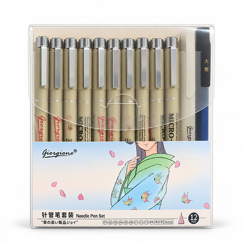 Estilógrafos Giorgione ZG012 Set 12 Piezas con Punta Blanda