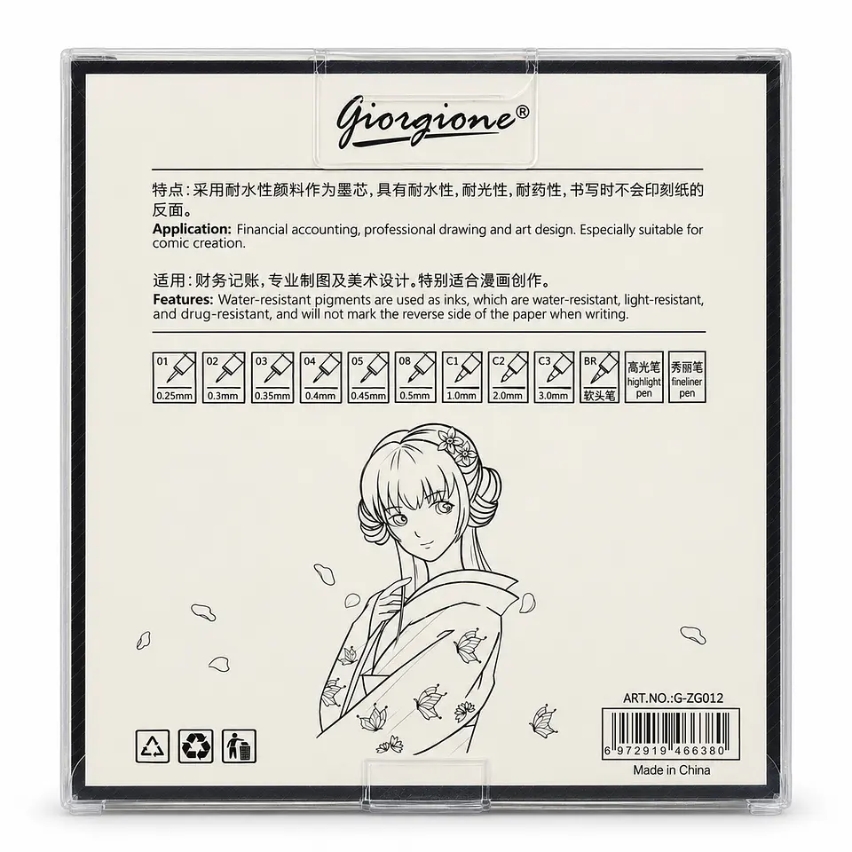 Estilógrafos Giorgione ZG012 Set 12 Piezas con Punta Blanda 2