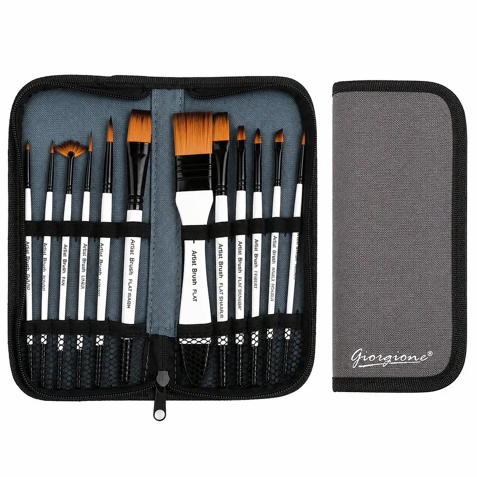 Set 12 Pinceles Giorgione G-F130 Acrílico y Acuarela 1