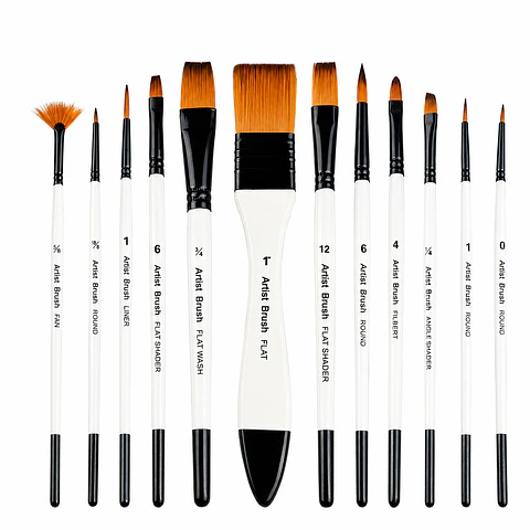 Set 12 Pinceles Giorgione G-F130 Acrílico y Acuarela