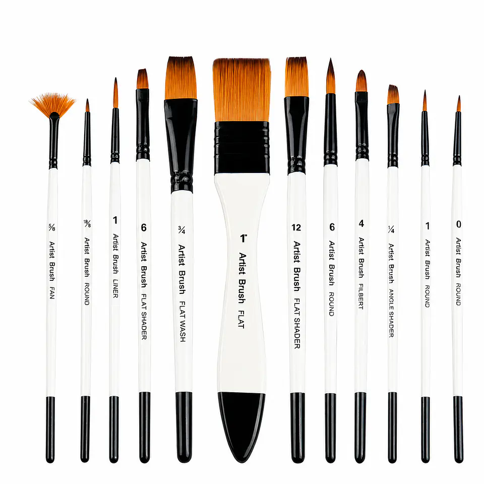 Set 12 Pinceles Giorgione G-F130 Acrílico y Acuarela 2