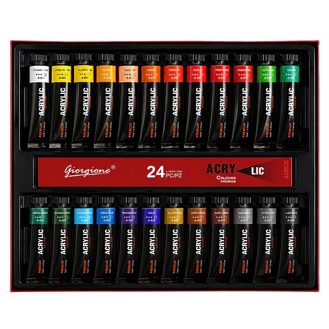 Set 24 Pinturas Acrílicas Giorgione G-AC2405 Tubos 12 ml