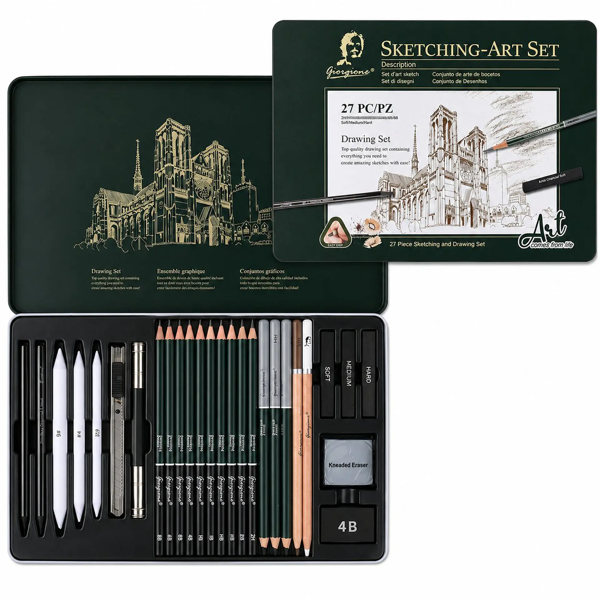 Set 27 Piezas de Dibujo y Carbón Giorgione G-272708 1