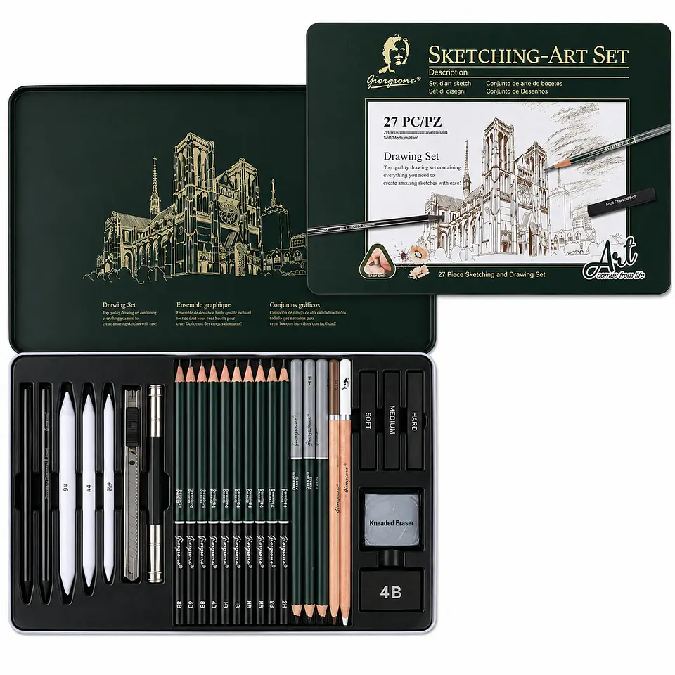 Set 27 Piezas de Dibujo y Carbón Giorgione G-272708 1