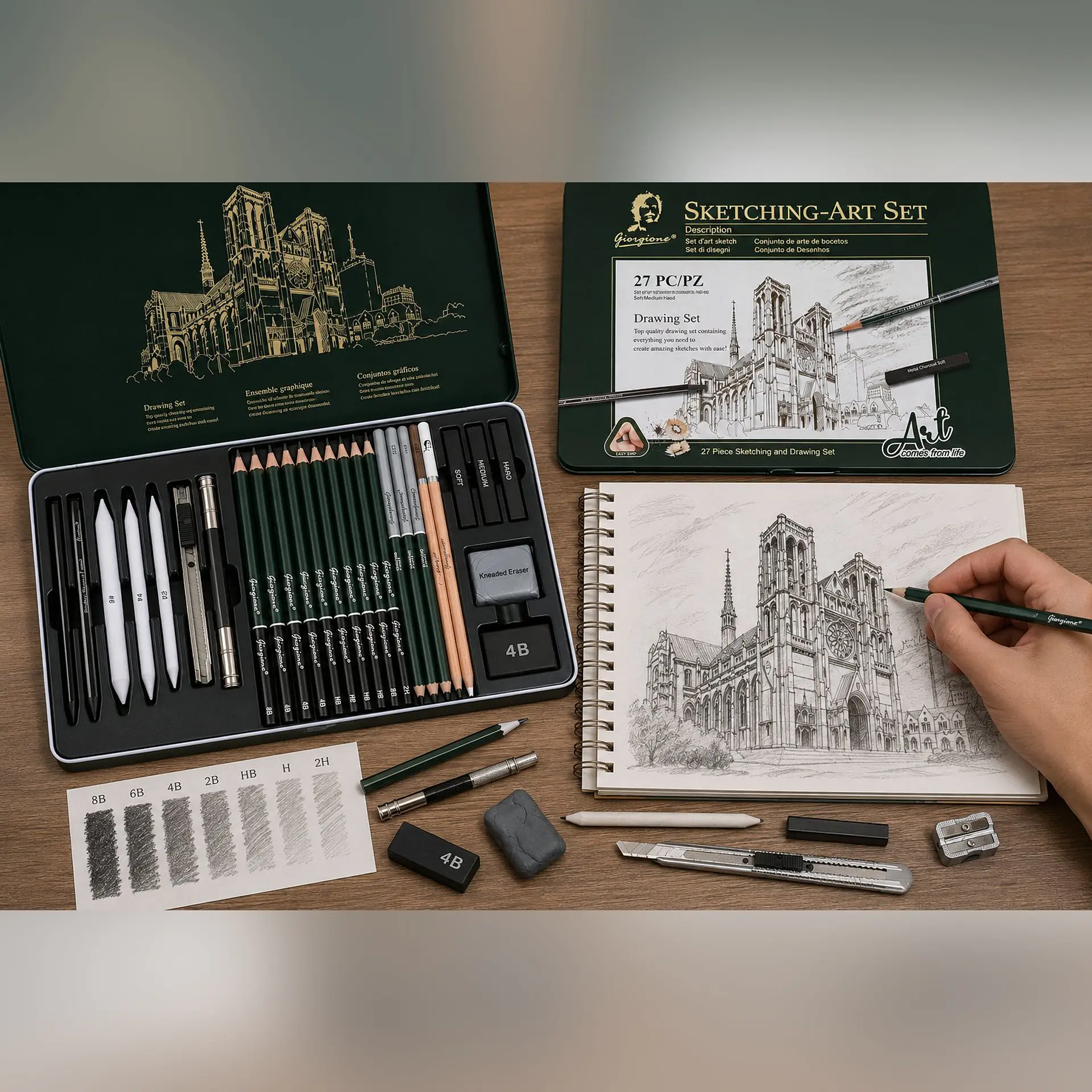 Set 27 Piezas de Dibujo y Carbón Giorgione G-272708 2