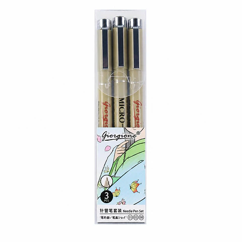 Set 3 Estilógrafos Punta de Aguja Giorgione ZG003 01, 03, 08