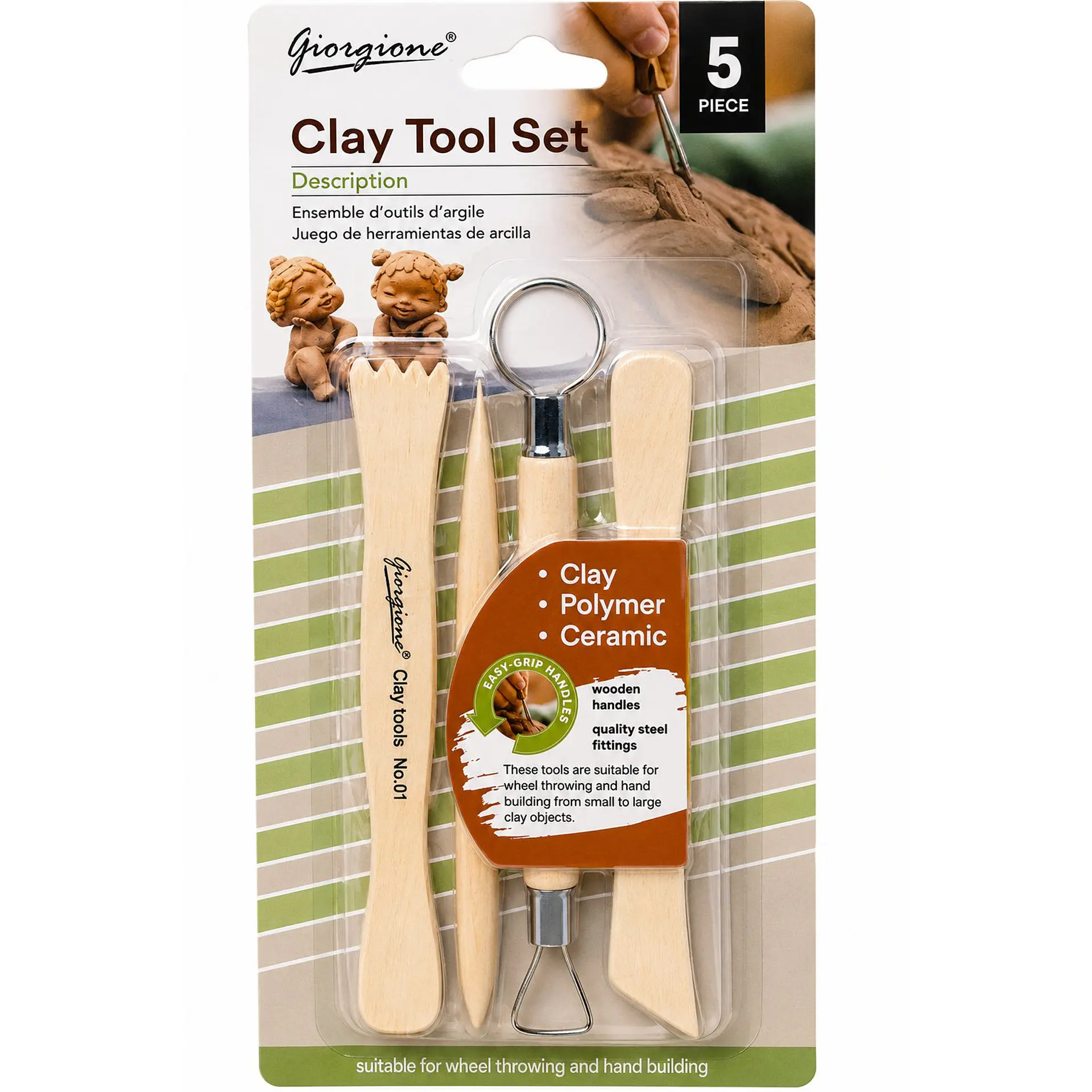 Set 5 Herramientas de Madera para Arcilla Giorgione G-Y0006 1