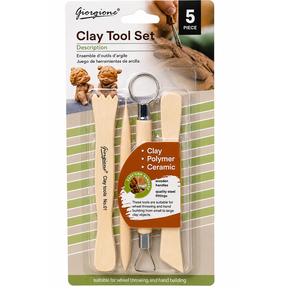 Set 5 Herramientas de Madera para Arcilla Giorgione G-Y0006 1
