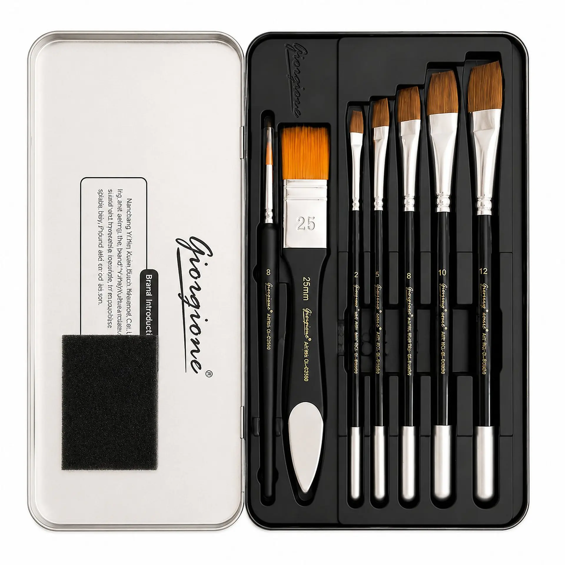 Set 8 Pinceles Giorgione MX002 Pelo Dorado Estuche Metálico 3