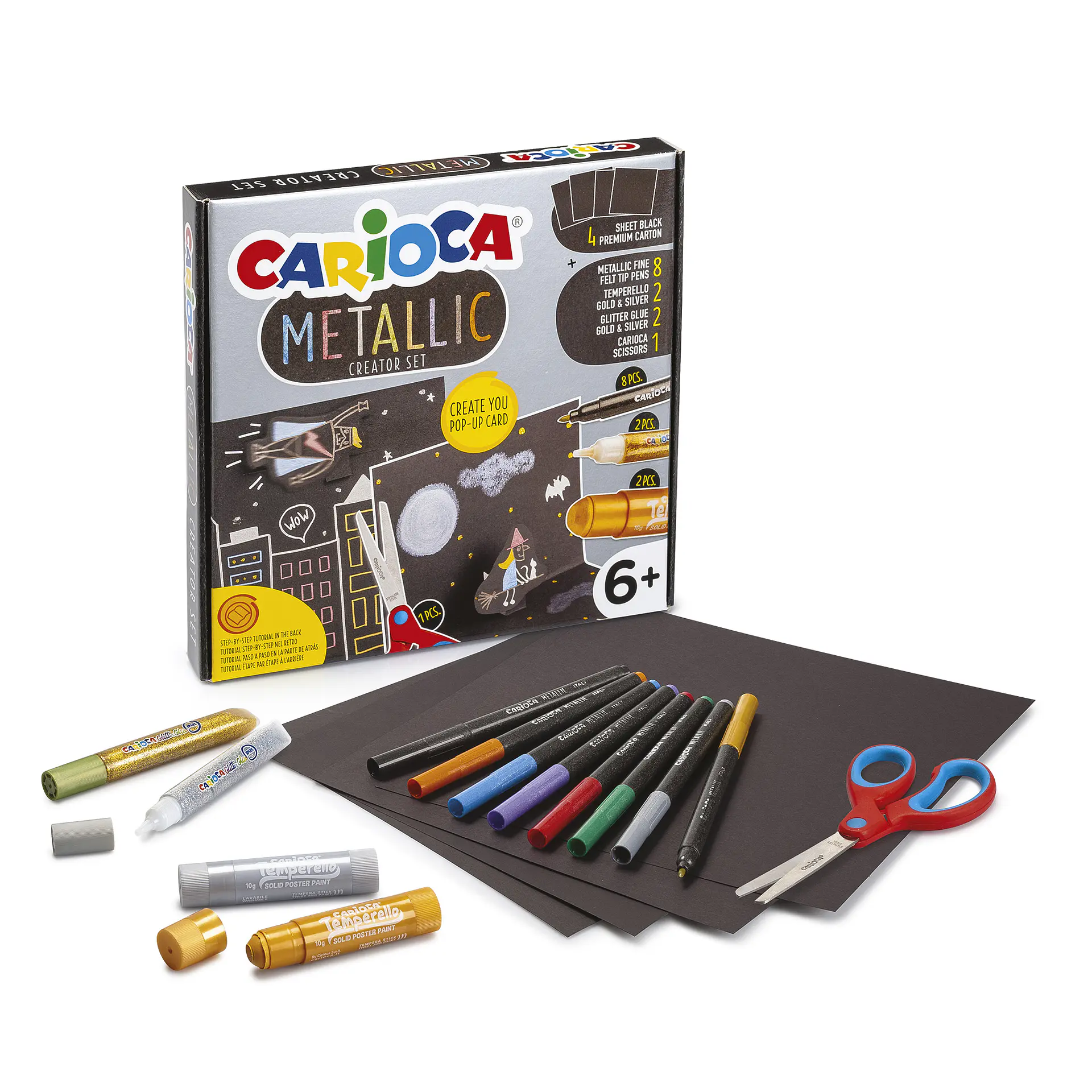 Set Creativo Carioca Metallic Creator · Tarjetas Pop Up 6+ 1