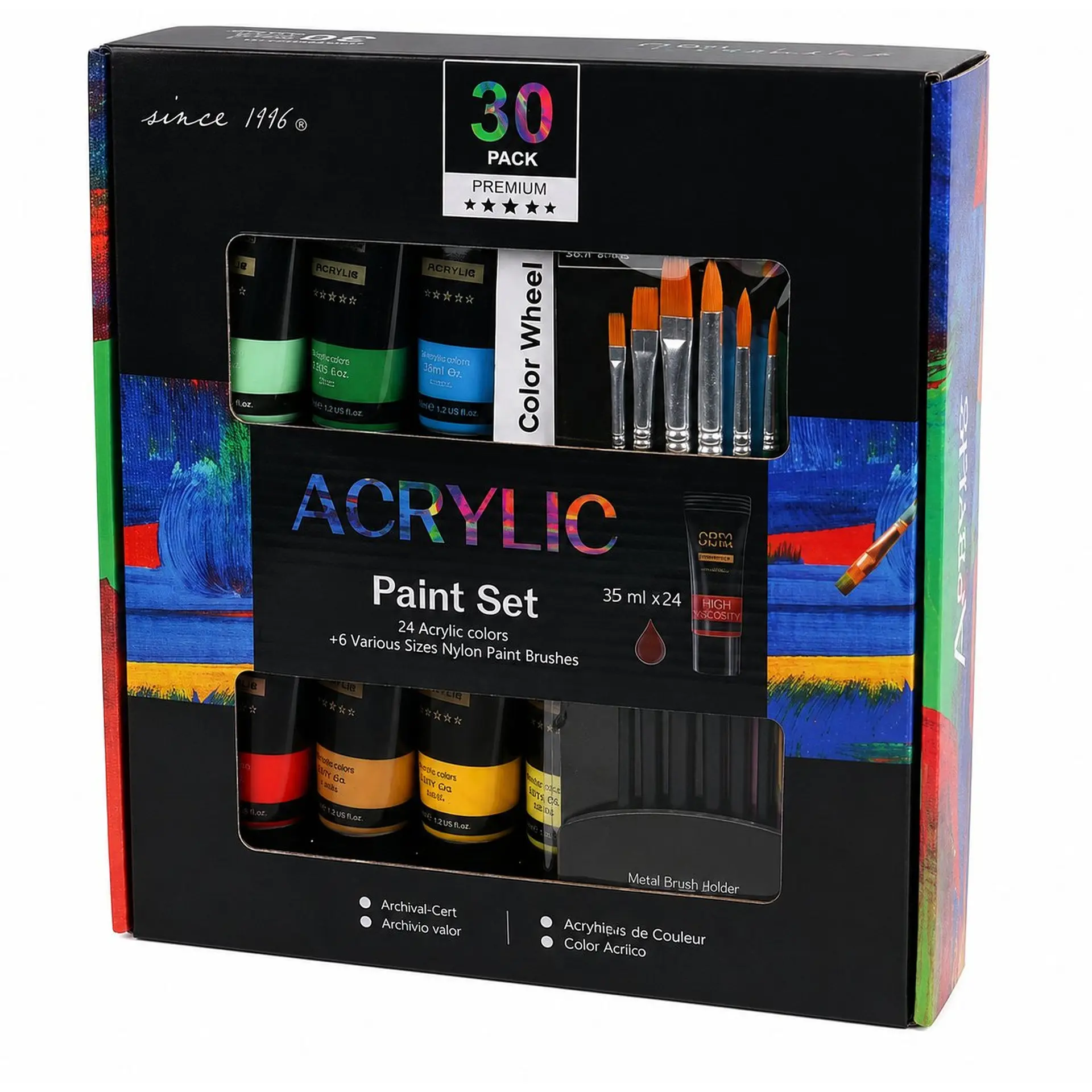 Set 24 Pinturas Acrílicas Giorgione 35 ml + 6 Pinceles 1