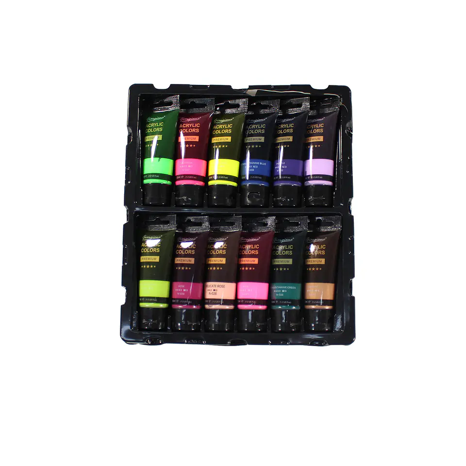 Set 36 Pinturas Acrílicas Giorgione 35 ml + 6 Pinceles 5