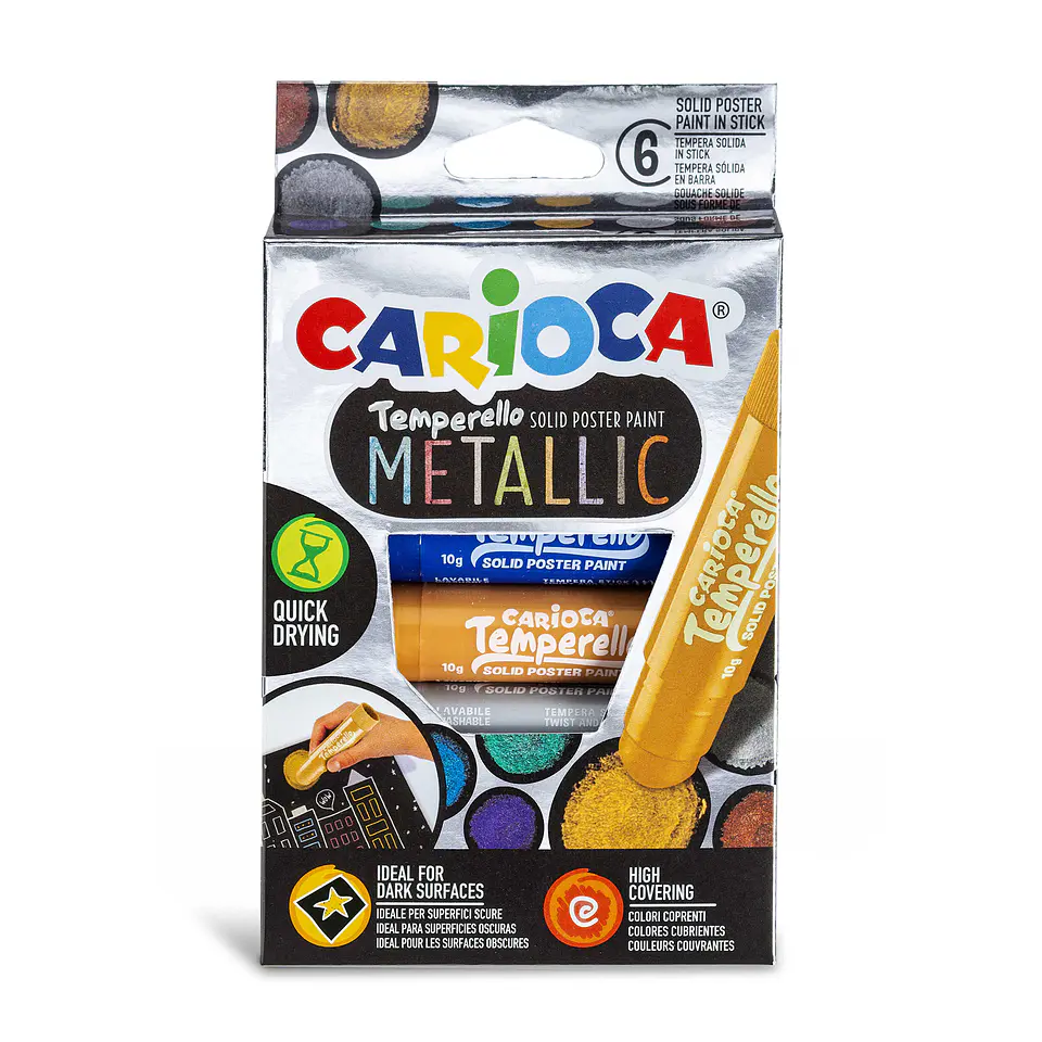 Témperas Sólidas Carioca Temperello Metallic 6 Unidades 1