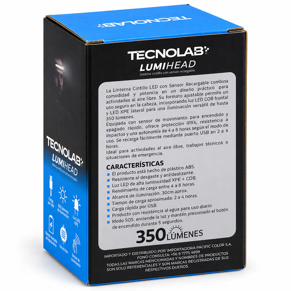 Linterna Cintillo LED Recargable Sensor Tecnolab TL546 6