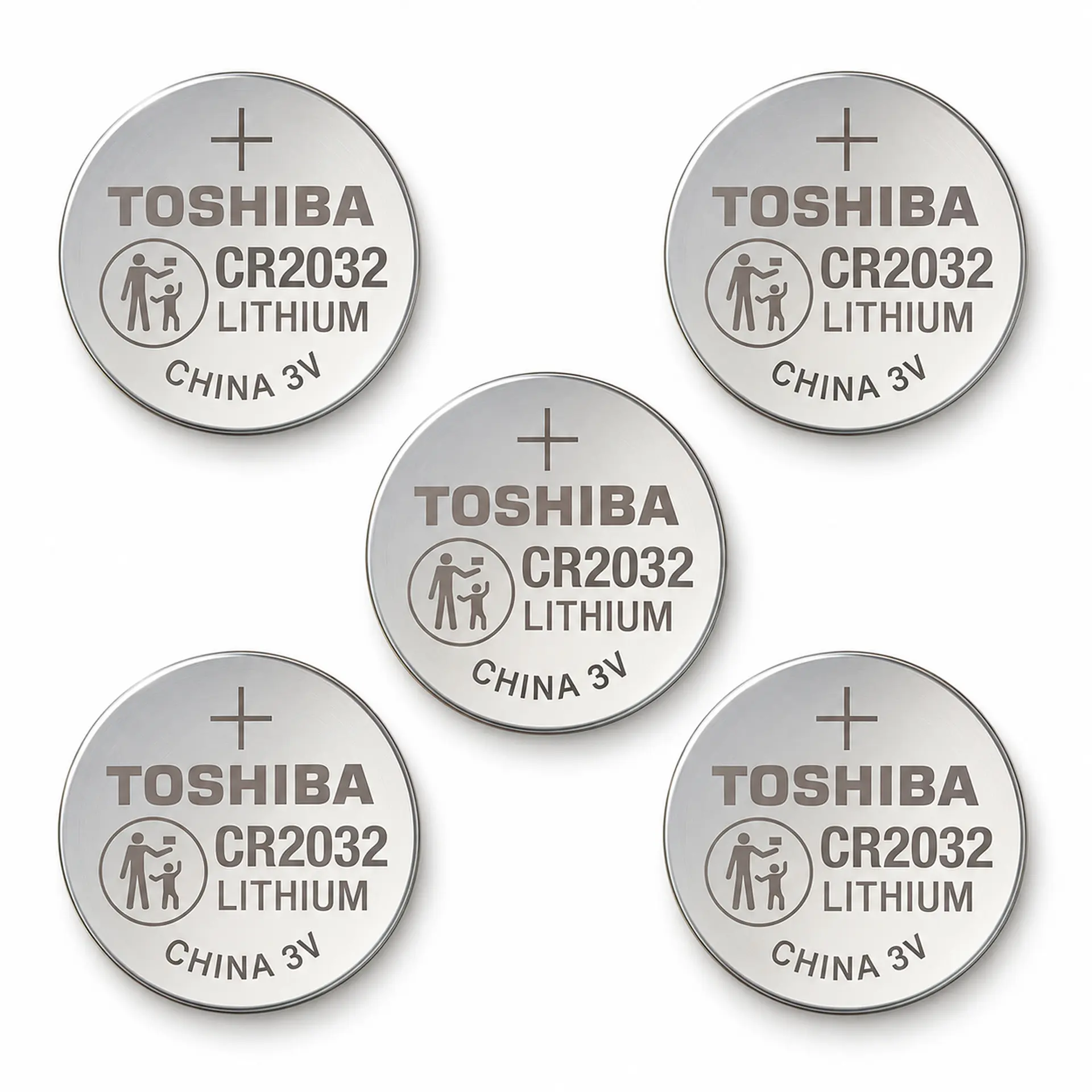 Pack 5 Pilas CR2032 3V Toshiba Botón Litio 2