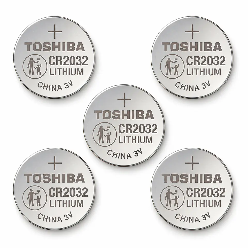 Pack 5 Pilas CR2032 3V Toshiba Botón Litio 2