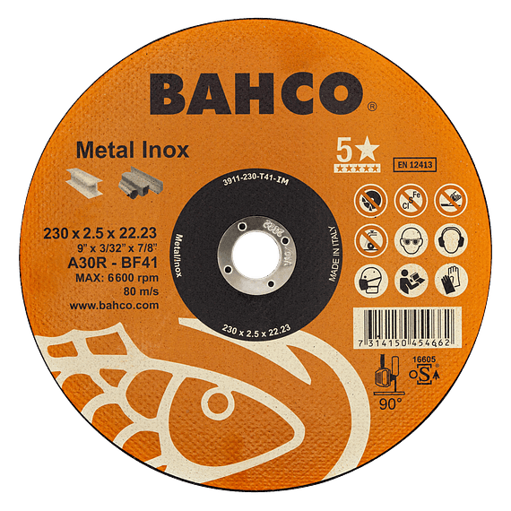 Disco de corte 4. 1/2" x 1mm inoxidable de alto rendimiento BAHCO 
