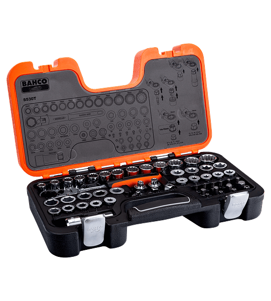 Juego de Dados Chicharra con Cabeza Movil Flexible y adaptadores BAHCO 