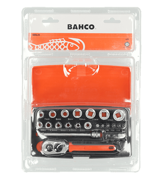 Juego de Dados y Puntas c/ Chicharra 25 Pzs 4 a 13 mm BAHCO 