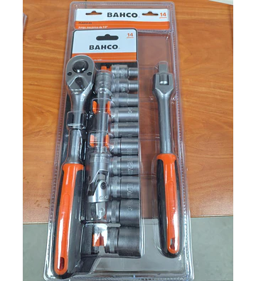 Juego Dados De 1/2 De 10 a 24 mm + Chicharra y Extensión 14 PZ BAHCO