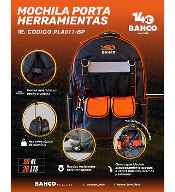MOCHILA PTA HTAS C/ CORREA AJUST + ASA TELESCOPICA Y RUEDAS