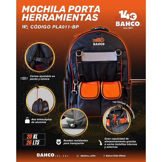 MOCHILA PTA HTAS C/ CORREA AJUST + ASA TELESCOPICA Y RUEDAS