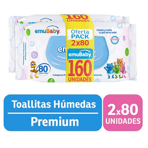 Toallitas Húmedas Emuwipes Premium 2x80 Un