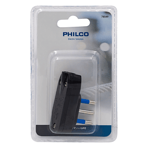 Enchufe Macho Horizontal Philco 2P+T Negro