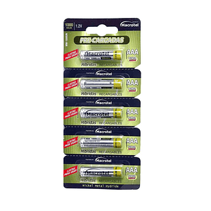Pack 5 Pilas Recargables AAA Macrotel 1000mha