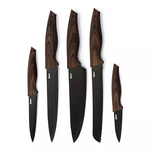 Set Cuchillería Oster 5 Pcs con Mango Estilo Madera Godfrey