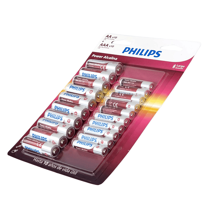 Pack Pilas AA x 10 + AAA x 10 Alcalinas LR036P20BP Philips 6
