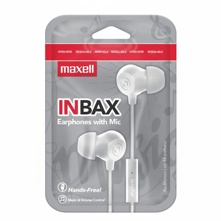 Audífonos Maxell INBAX Con Mic In Ear 3.5mm Blanco 3
